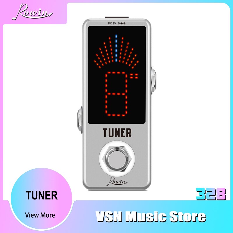Rowin Guitar Chromatic Tuner Pedal with High Calibration and Flat Tuning with +/- 1 cent Deluxe LED Display True Bypass LT-910