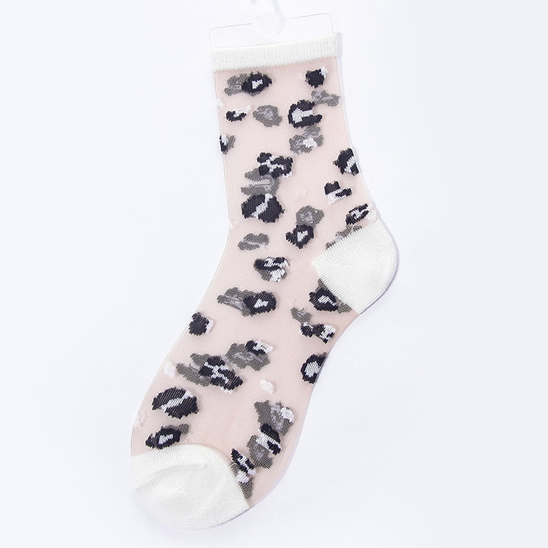 Calcetines sexys de malla de encaje para mujer, medias de rejilla de fibra mixta transparente, elástico, tobillo, hilo de red fino de leopardo, 1 par = 2 uds.