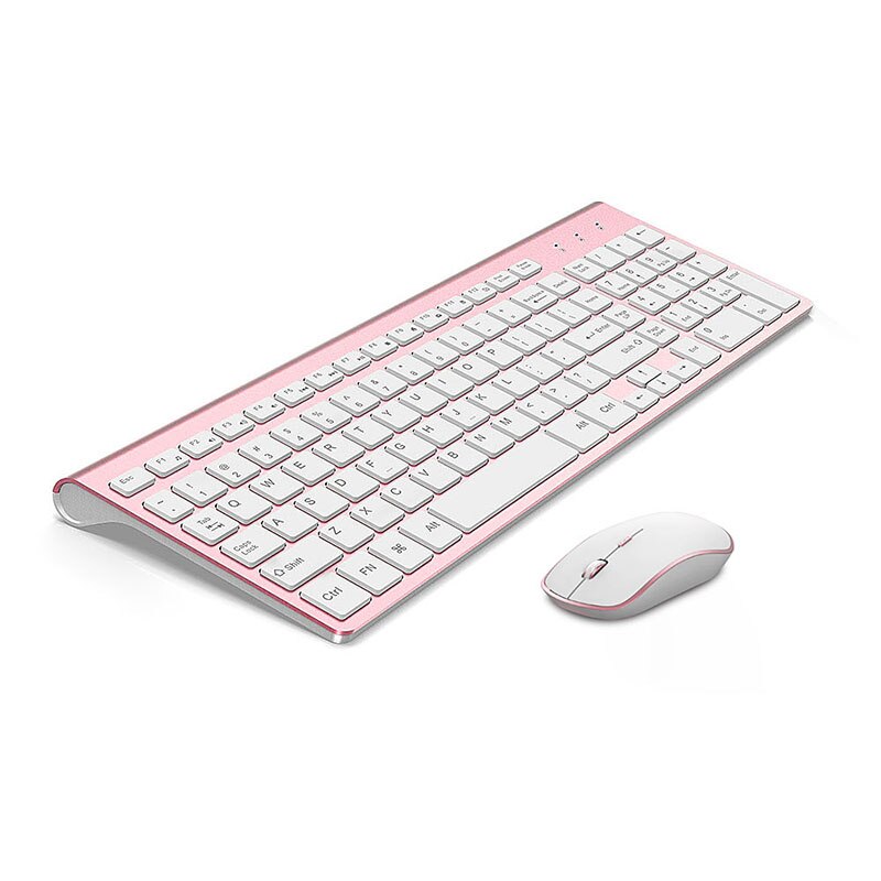 Joyaccess dunne computer toetsenbord muis set stille knoppen draadloze toetsenbord muis combo draadloze muis ergonomische muizen voor kantoor: Amerikaanse roze