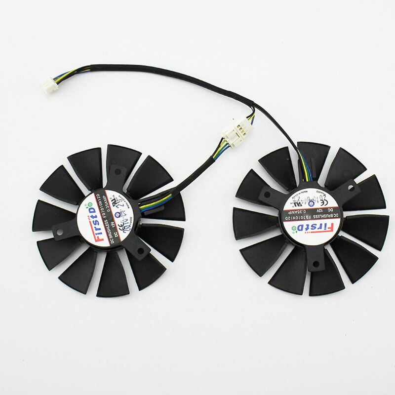 2 kpl  t128010sh fd7010 h 12s 75mm 4 pin gtx 960 gpu tuuletin asus strix gtx 1060 1050 gtx 960 gtx 950 gtx 750ti r9 370 näytönohjaimen tuuletin: Fd7010 h 12s
