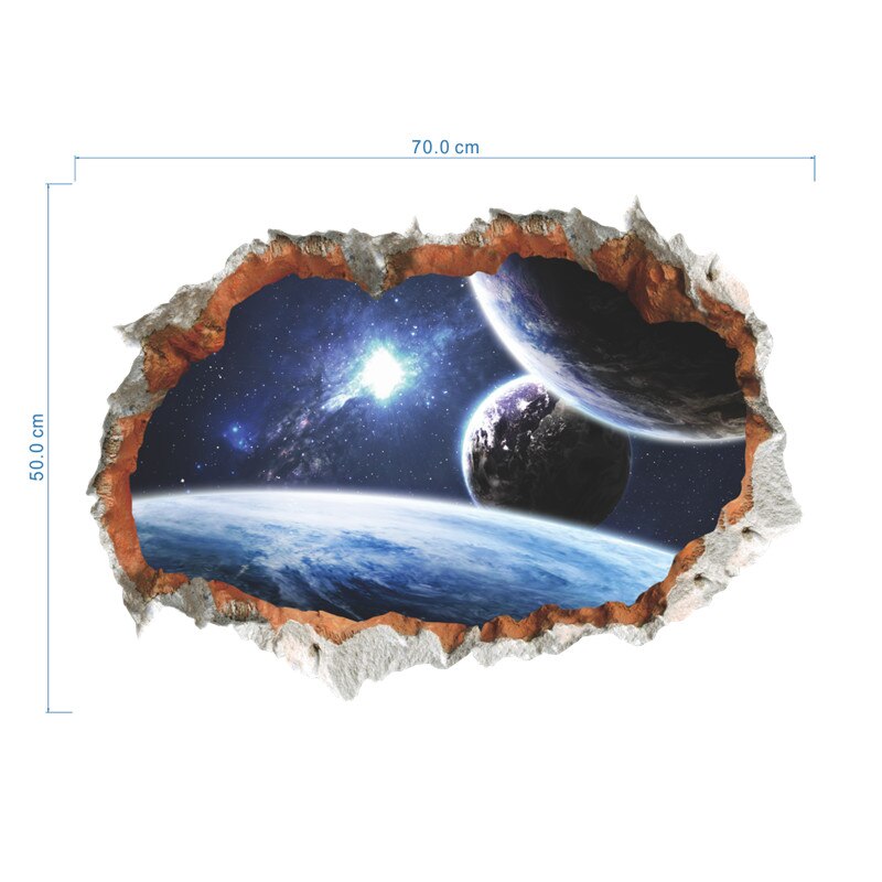 3d Window Outspace Wall Decal Wall Sticker Space Planet Boy Room Black Hole Home Decor Art Poster: 14154