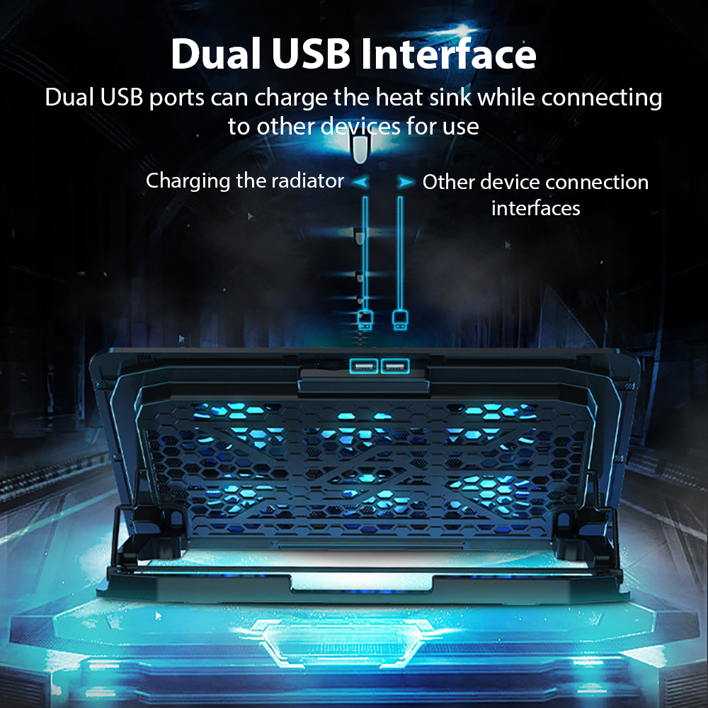 Laptop-Ständer, 2 USB-Anschlüsse für Notebook, Computer, PC, Tablet, Kühler, Halterung, 45,7 cm, Kühlpad, verstellbares MacBook-Zubehör