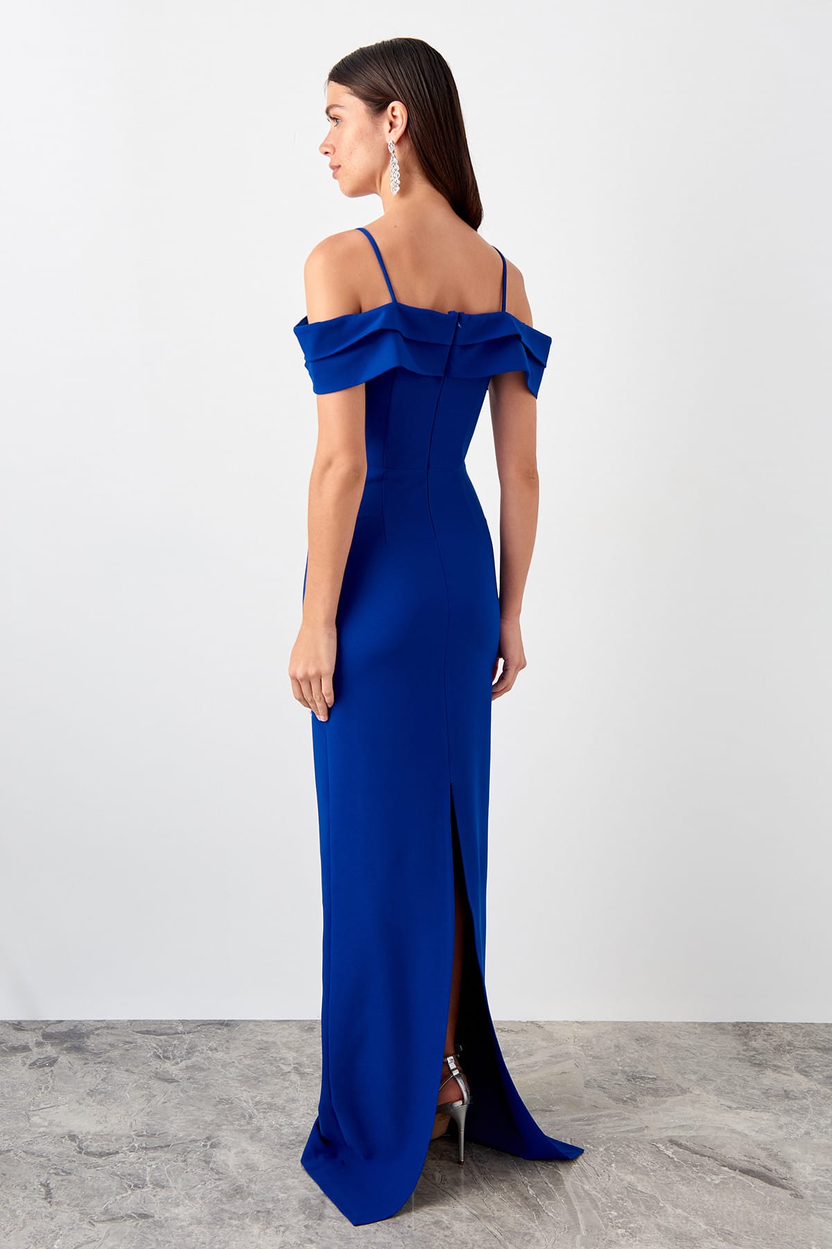 Trendyol cuello plisado detalle vestido de noche tprss19a0065