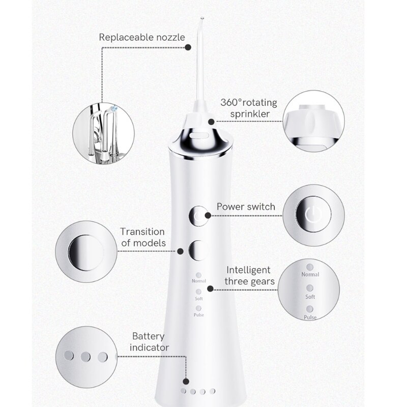 Water Pick Teeth Cleaner Flosser, Cordless Water Flosser for Gingivitis Food Debris Oral Braces & Bridges Care, Pulsation Water