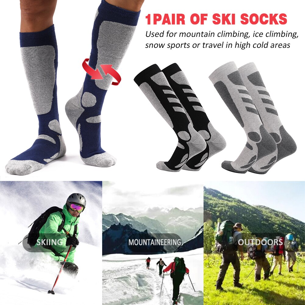 1 paire hommes Sports de plein air absorber la sueur Long Tube de protection Camping antichoc antidérapant hiver confortable chaussettes de Ski randonnée