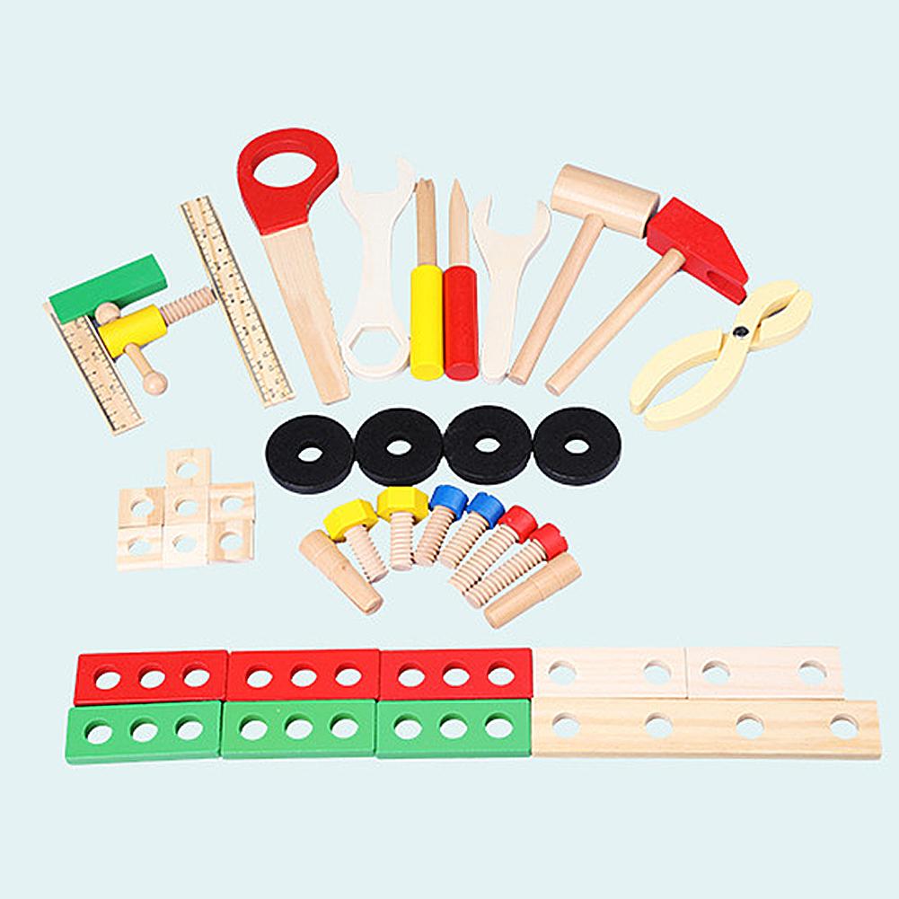 Holz Werkzeugkasten einstellen Holz Werkzeuge Spielzeug Mit Lagerung Kasten vorgeben Spielen Werkzeugkasten Bausatz Bildungs Bau Werkzeuge einstellen Für freundlicher