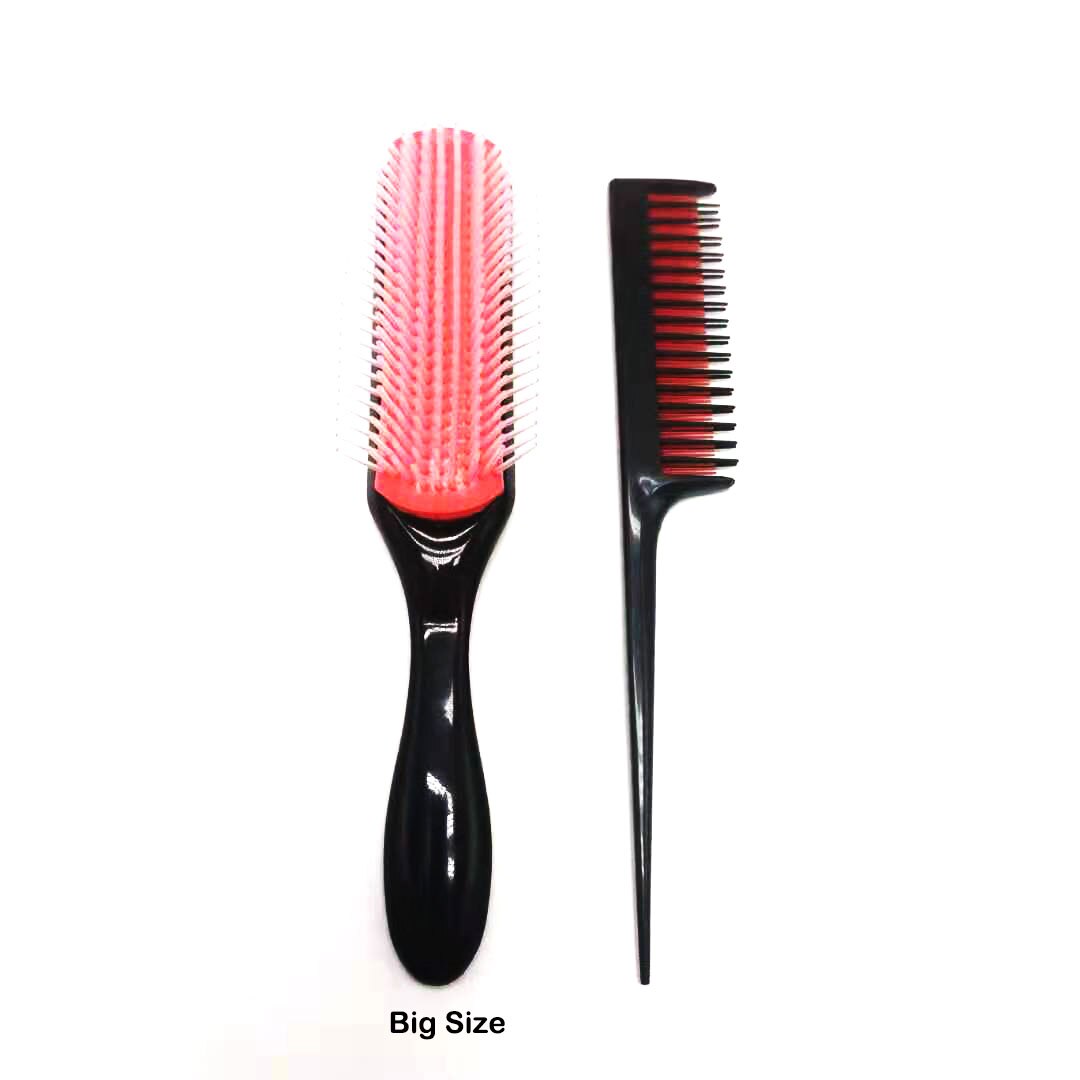 Peine de 9 y 5 filas para desenredar el cabello, cepillo de cola de rata, peinado, pelo mojado y rizado liso, cepillo de masaje para el cuero cabelludo para mujer: Big kit 3