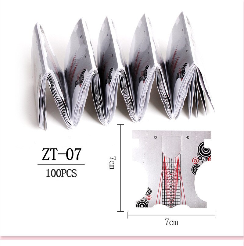 100 pièces poisson forme Nail Art français acrylique UV Gel conseils Extension Curl constructeur forme pochoir manucure outil autocollant pour polonais Guide: 7