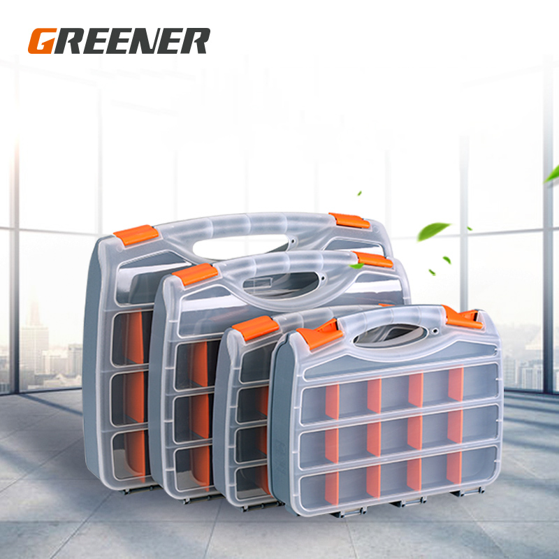 GREENER Plastic Portable Parts Box Screw Storage Box Metal Parts Hardware Tool Screwdriver Auto Repair Divided Material Tool Box