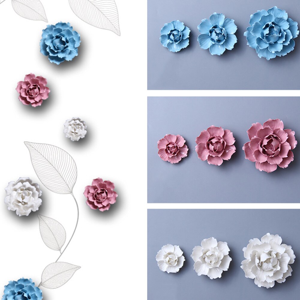 Fleur d'art en céramique murale suspendue, décor artisanal stéréoscopique artificiel pivoine de Luoyang pour salon