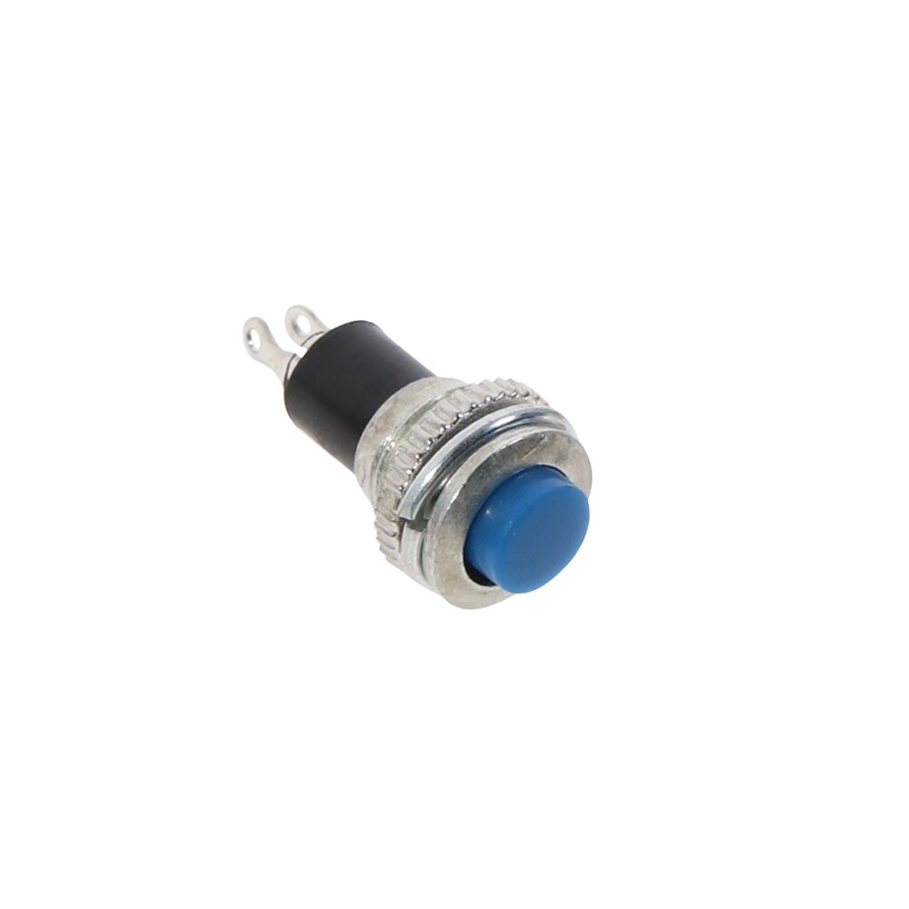 10pcs White Red Green Blue Black Yellow Panel mount 10mm Momentary OFF-(ON) Push button Switch Lower Screw Thread: Blue