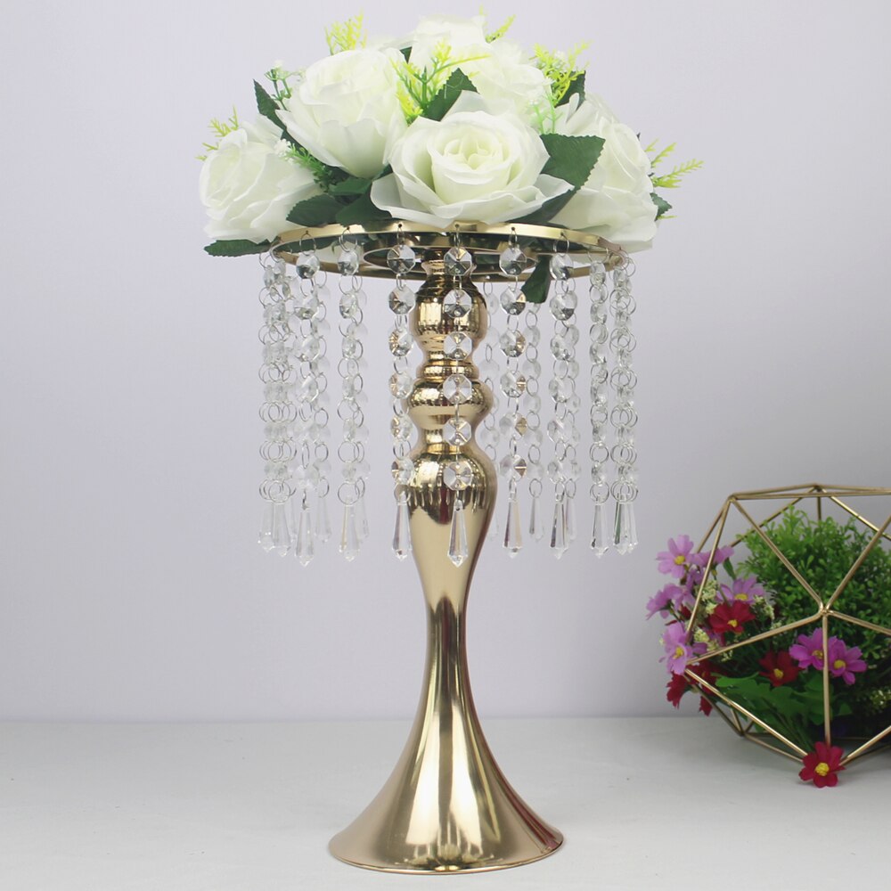 Imuwen udsøgt blomstervase twist form stativ gylden / sølv bryllup / bord centerpiece 52 cm høj vej føre hjem indretning: Guld 33 med blomst