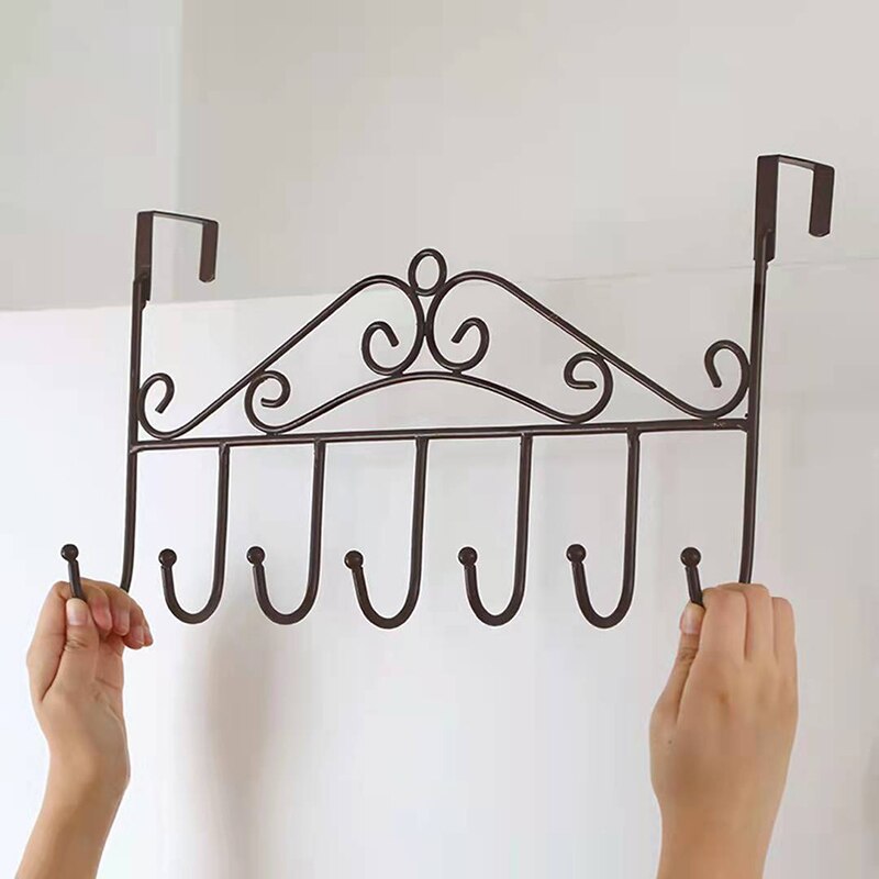 Gancho trasero para puerta de hierro, perchero multiusos sin clavos, D19