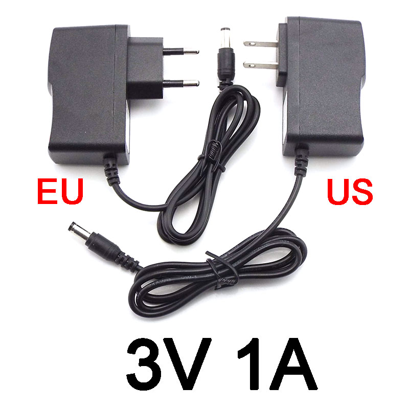 3V 1A 1000ma Ac 100V-240V Dc Voeding Adapter Plug Converter Voor Led Strip Light cctv Charger Switch 5.5X2.5Mm Us/Eu Plug W1