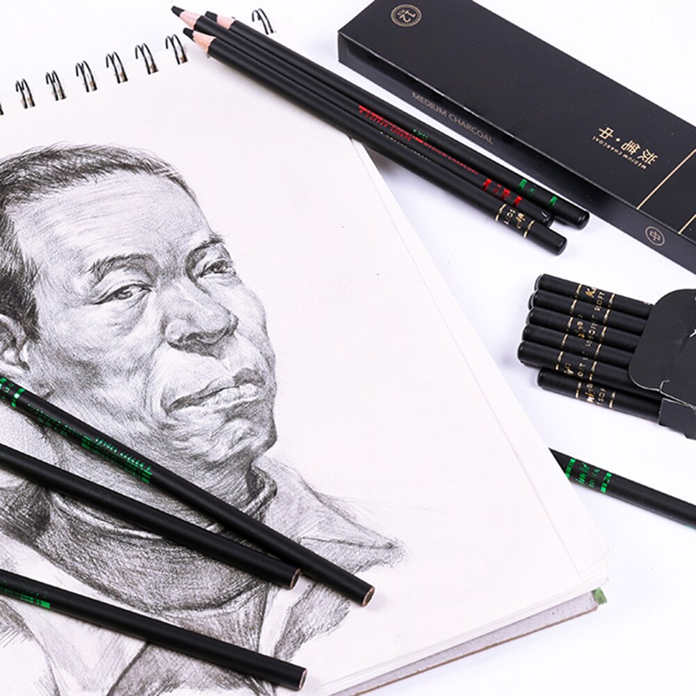 12Pcs Drawing pencil Sketch Write Drawing Soft Medium Hard Carbon Charcoal Pencil Art Supplies