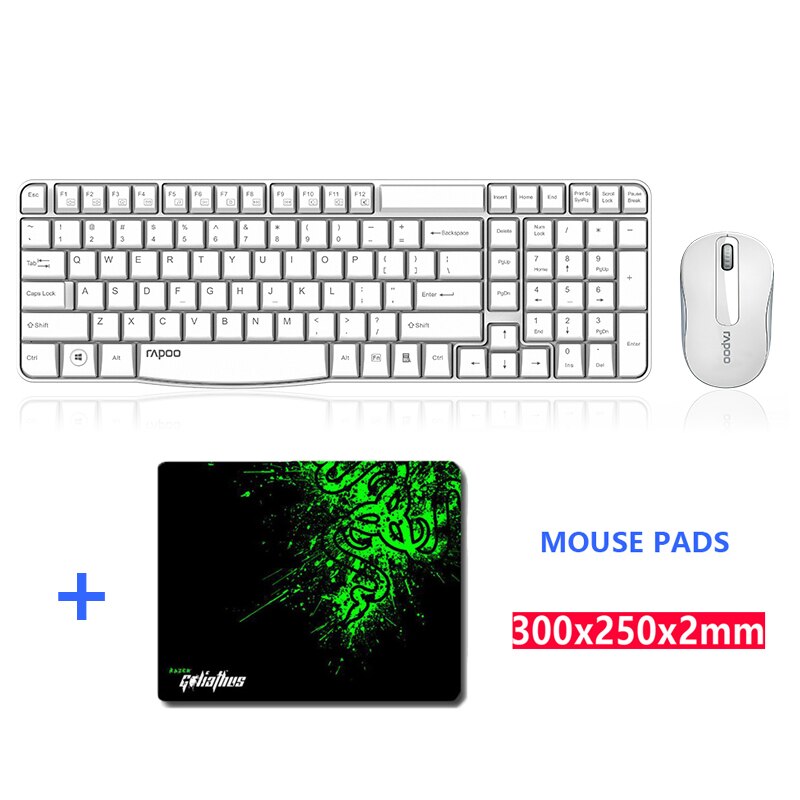 Rapoo X1800S Usb 2.4G Draadloze Optische Muis En Toetsenbord Combo 1000 Dpi Voor Home Office Laptop Voor Wifi Notebook voor Pc: Black with Mouse Pad