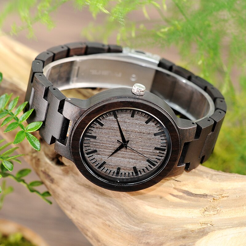 BOBO BIRD ébano relojes de madera para hombre, reloj con correa de madera, reloj de pulsera de cuarzo para hombre, relojes para hombre, ,