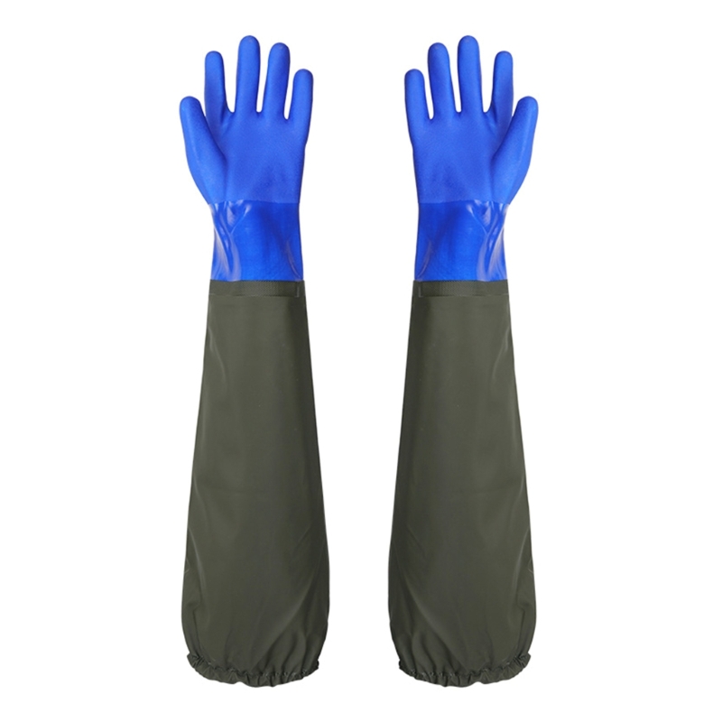 Long lasting Long Waterproof Rubber Gloves Pond Gloves Resistant Gloves for Dishwashing, Vehicle Cleaning: black