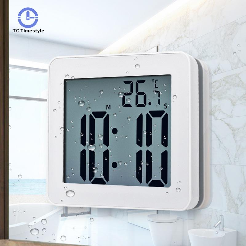 Digitale Badezimmer Wanduhren Einfache LCD Elektronische Wecker Wasserdicht Dusche Uhren Temperatur Uhren Hängen Timer