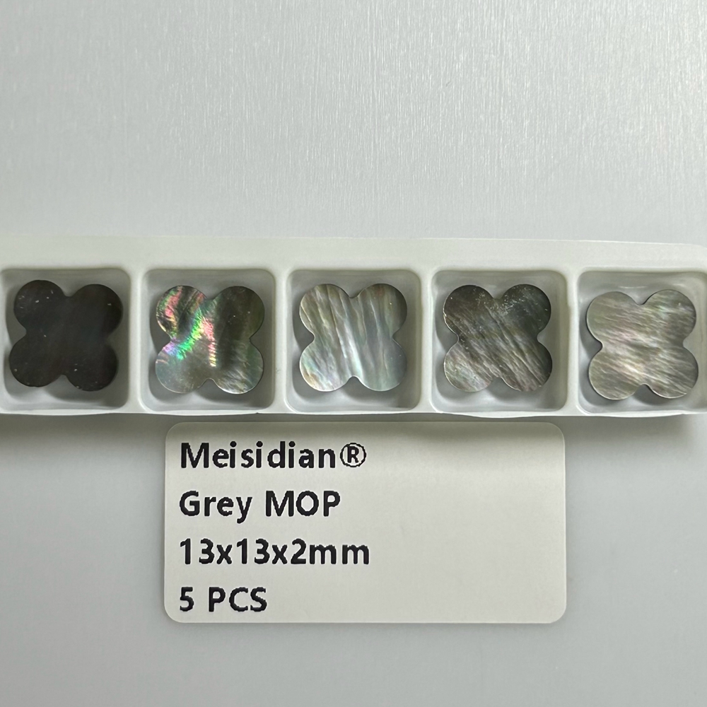 Meisidian flor ágata negra cornalina roja 13X13X2mm piedra de trébol de ónix: Gris