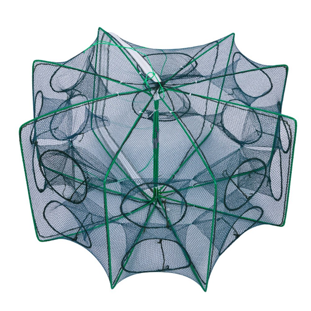 Filet de pêche automatique pliable piège à poisson receveur réseau crabe 6-8 côté 6-16 trou pour la pêche en plein air accessoires portables: F