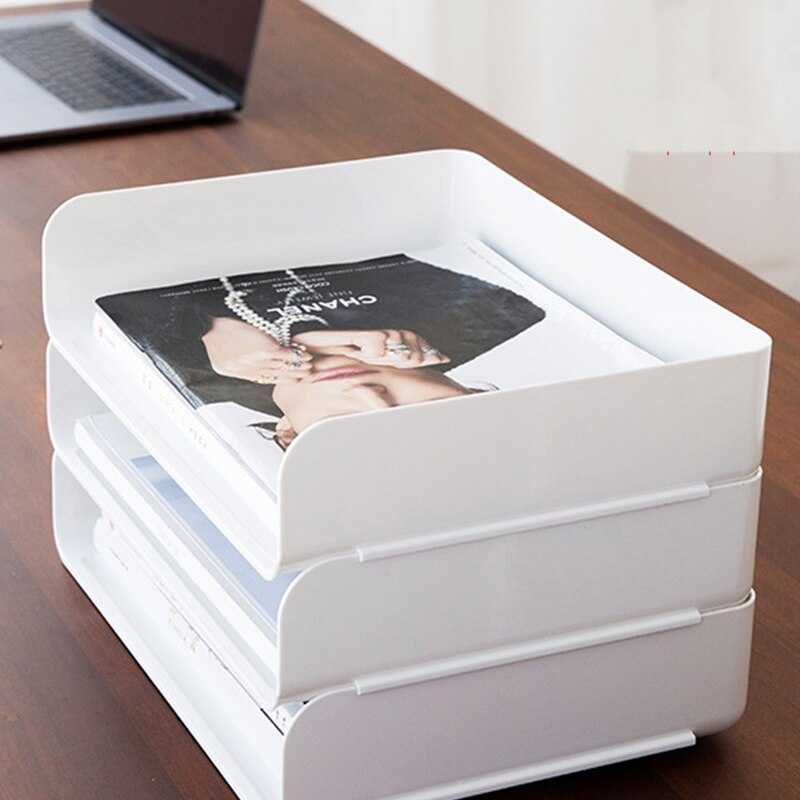 Stackable Desktop Storage Box Cosmetics Office Books Documents Storage Household Multi-grid Plastic Stackable