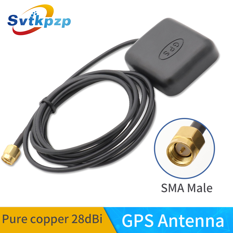 Antena magnética impermeável do carro 1575.42 mhz gps da montagem 3-5 v da antena do receptor de 28dbi gps com cabo longo do conector macho de sma 5 m