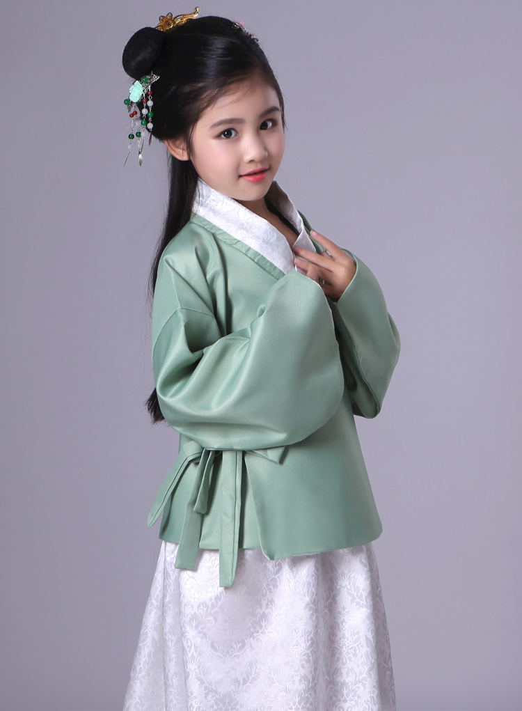 Traje tradicional chino para niños, uniforme escolar antiguo para niñas, blusa + vestido para niños, disfraz de cosplay para bailar en grupo