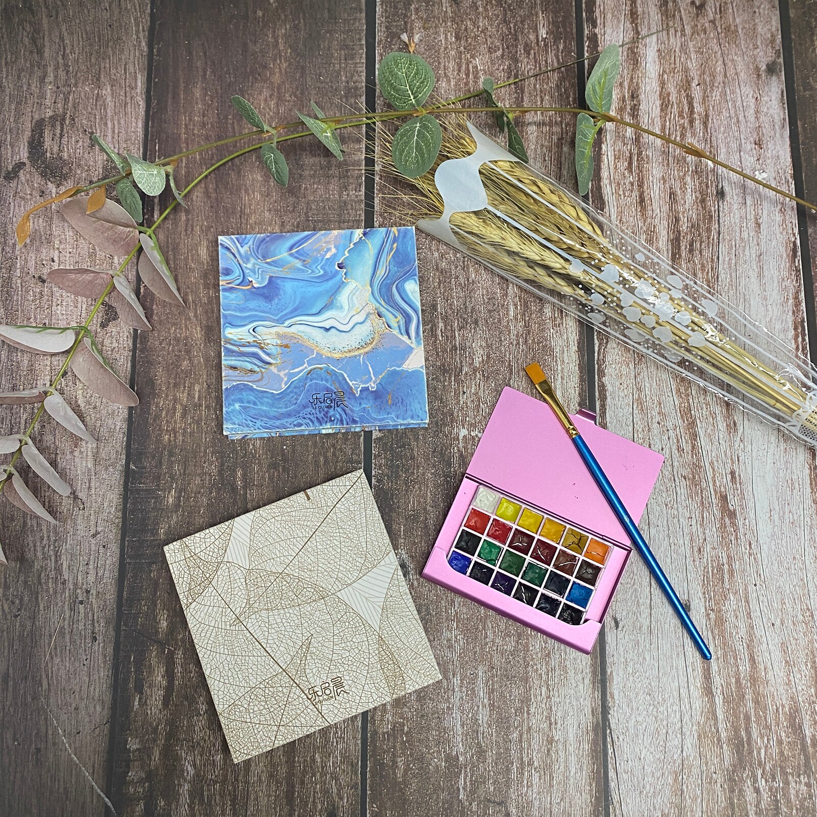 Hardcover Aquarel Schetsboeken, 3.9X3.9 ''Pocket Pads, Set Met Toning Papier En Verf Doos