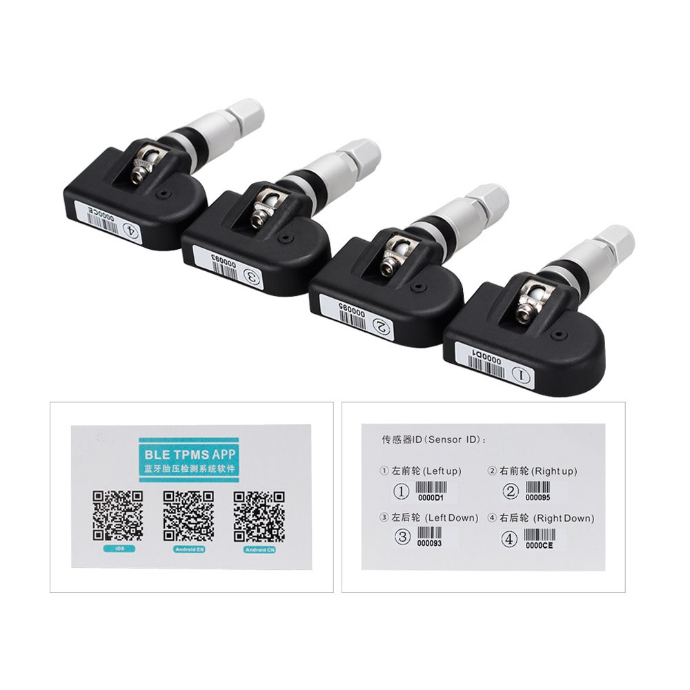 Smart Car TPMS Bluetooth 4.0 Tyre Tire Pressure Monitoring System APP Display 4 Internal/External Sensors Support Android IOS