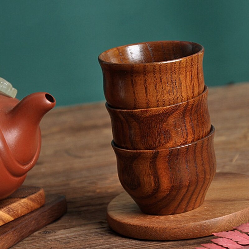 Wooden Cup Log Color Handmade Natural Wooden Coffee Tea Beer Juice Milk Mug Cup Water Cup Tumbler Kitchen Accessories