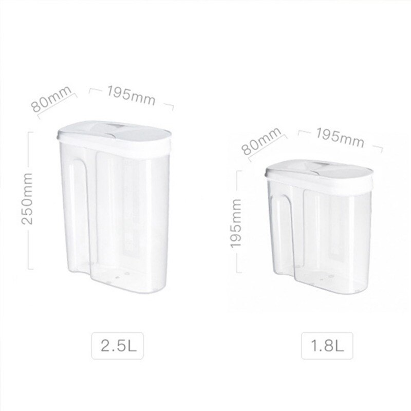 Plast snäppförseglade burkar genomskinlig matburk kök spannmål förvaringsbox torkad frukt lagringstank: Vit / L