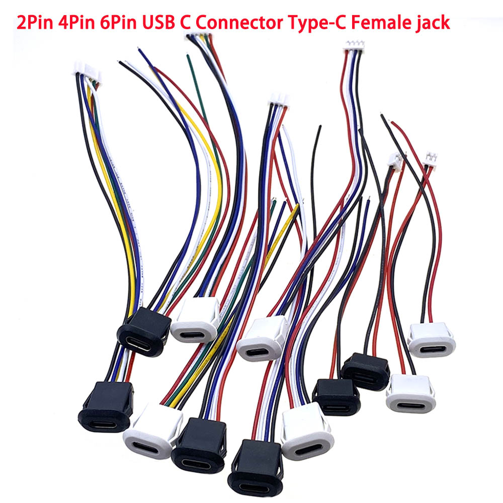 2/4/6P USB-C Connector Type-C Jack Female Type-C With card buckle High Current Fast Charging Jack Port USB-C Charger Plug Socket