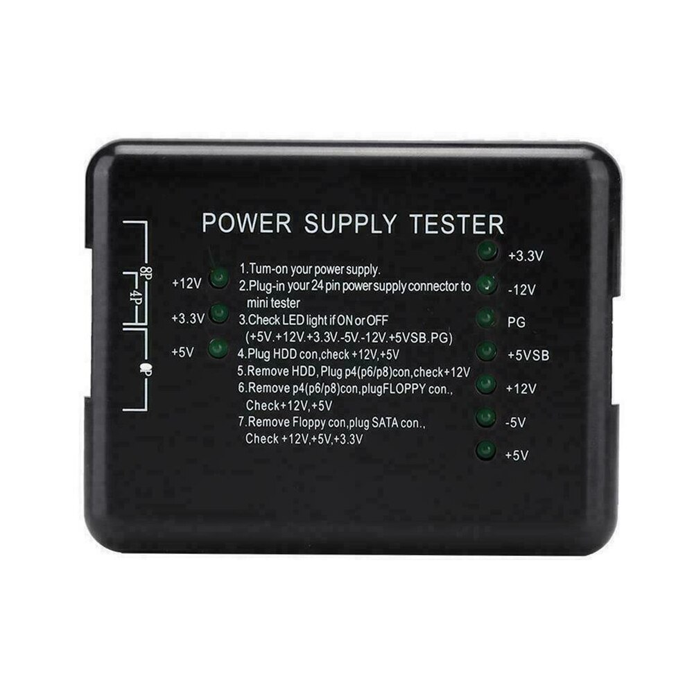 PC Computer Meter Power Supply Tester Accurate Check PSU ATX HDD 20/24 Pin Measuring Led Fault Detection 12V 5V 3.3V Mini SATA