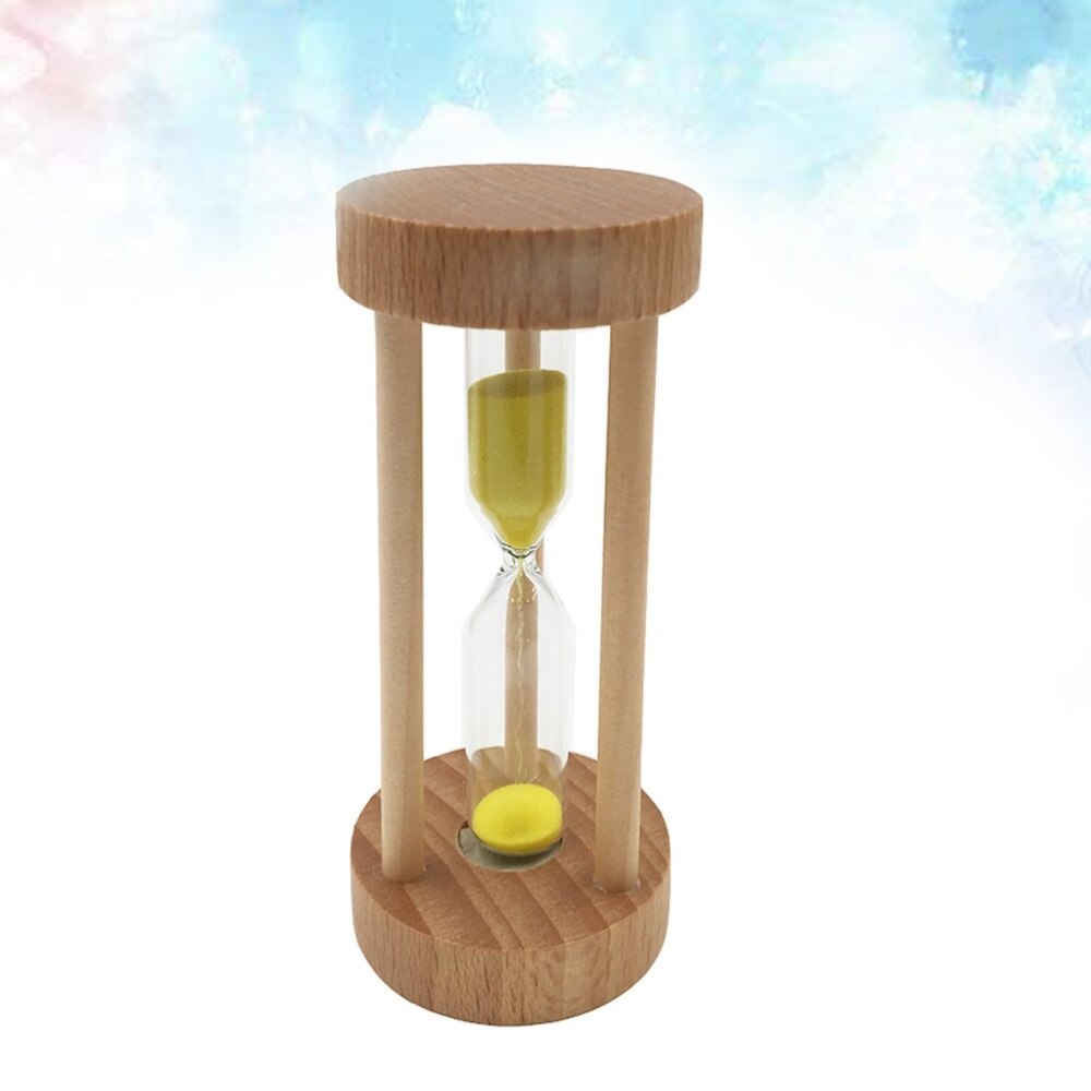 3 Min Wooden Sandglass Hourglass Orange Sand Timer Clock Table Desktop Decoration: Yellow
