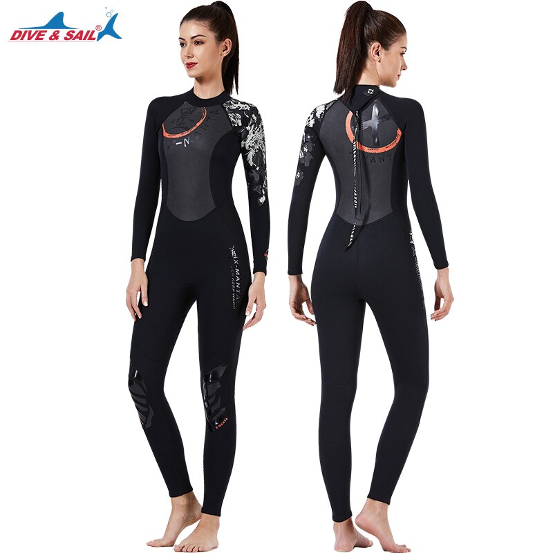 Mute Gli Uomini e Le Donne 3 millimetri di Neoprene Pieno Scuba Si Adatta Alle Immersioni Surf Nuoto Manica Lunga Tenere In Caldo Zip Posteriore per sport acquatici: M129501-3MM-C / S