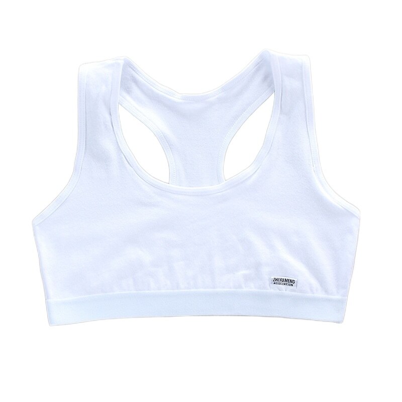10PC Summer Girl Bras Teen Crop Top Sport Training Bras Puberty Underwear Vest Racerback Kids Tube Top Droppshipping 12: A White