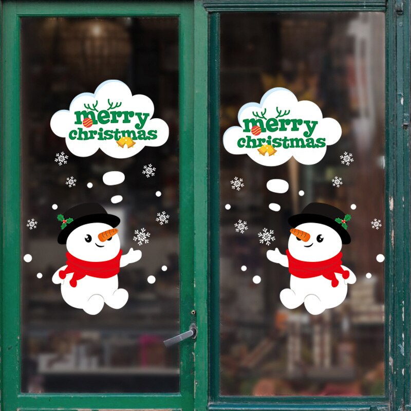 Glædelig jul aftagelige wallstickers butiksvindue glas klistermærker noel natal julepynt til hjemmet juleår: 16
