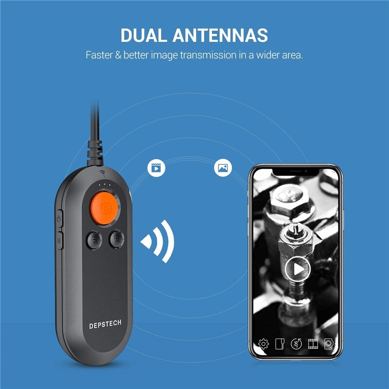 Depstech 2.0mp 5.0mp wifi endoskop hd inspektionskamera trådløst slangekamera 6 led borescope til android & ios