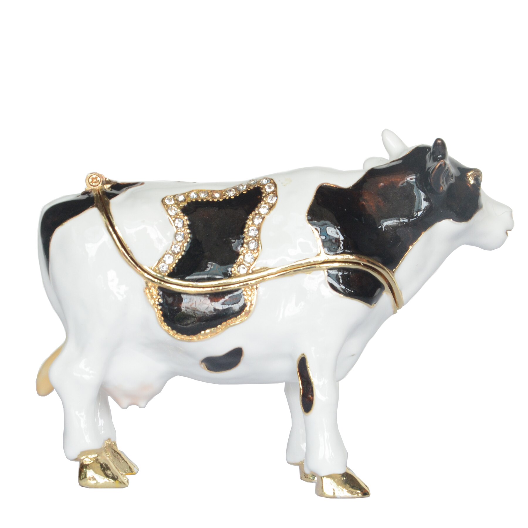 Boîte à bibelots de vache noire blanche | Boîte à bijoux en métal, porte-anneau Miniature de vache, pour elle