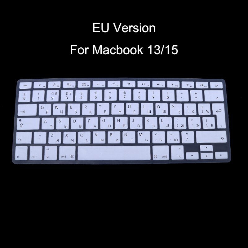 EU Version Russian Keyboard Silicone Skin Cover For Apple Macbook Air Pro 13 15: Silver