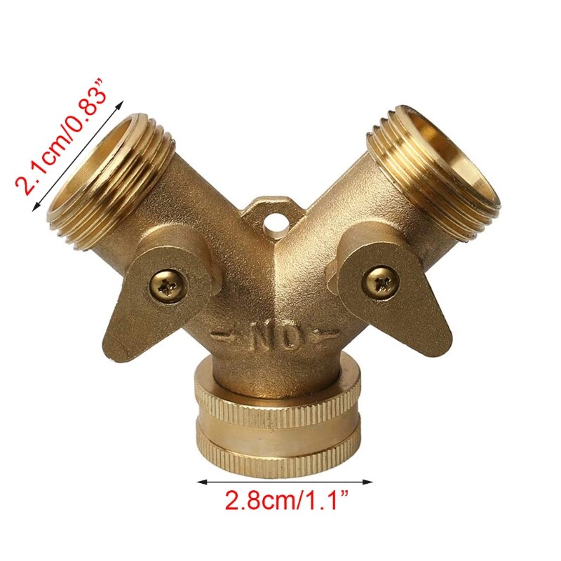 Brass Manifold 3/4" Tap Splitter Brass Manifold Double-Way Y Water Separator