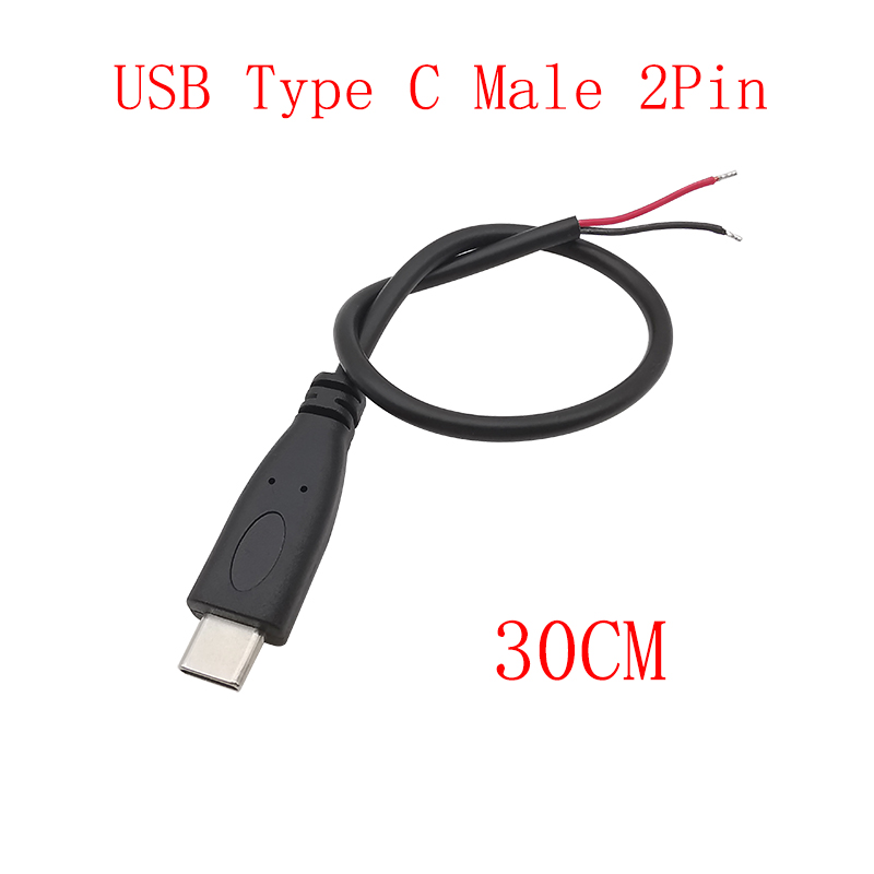 Cable de fuente de alimentación USB tipo C, adaptador de conector de enchufe macho y hembra de 2/4 pines para Cables de carga de datos, reparación de Cables DIY