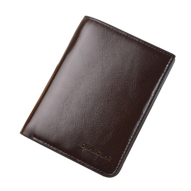 Genuine Leather Wallet Men Clip Cowhide Wallet Men Brand Coin Wallet Small Clutches Men's Purse Coin Pouch Short Men Wallet: A coffee