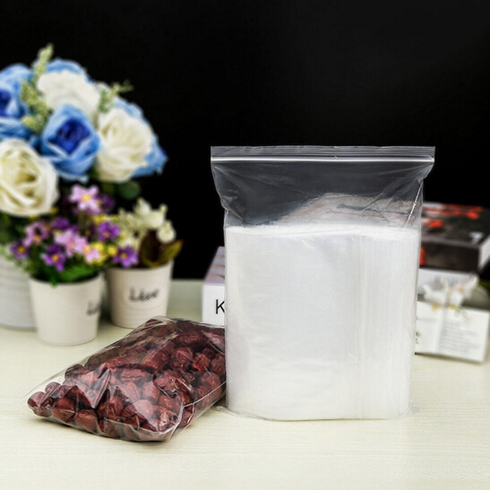 100 st/förpackning smycken blixtlås dragkedja blixtlås återförslutningsbar plast poly klara förvaringspåsar tjocklek 0.12mm