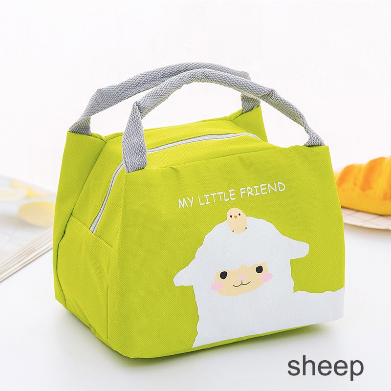 Fiambrera con dibujos de animales para mujer y niño, bolsa térmica para alimentos, fiambrera con aislamiento, 21x17x15cm: sheep