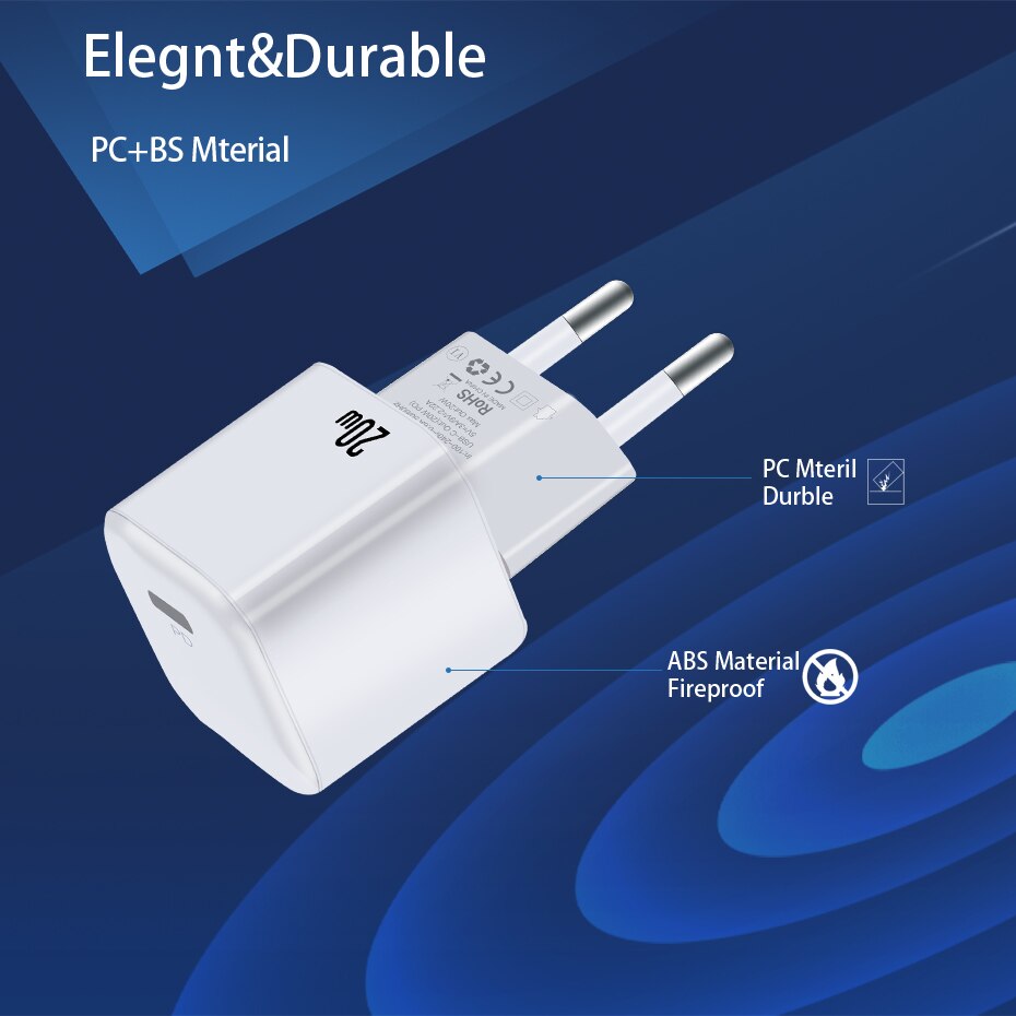 20W PD Usb C Charger Quick Charger Fast Charging for Iphone 12 Pro Max Xiaomi 11 Huawei Adapter QC3.0 Portable Mini Wall Charger