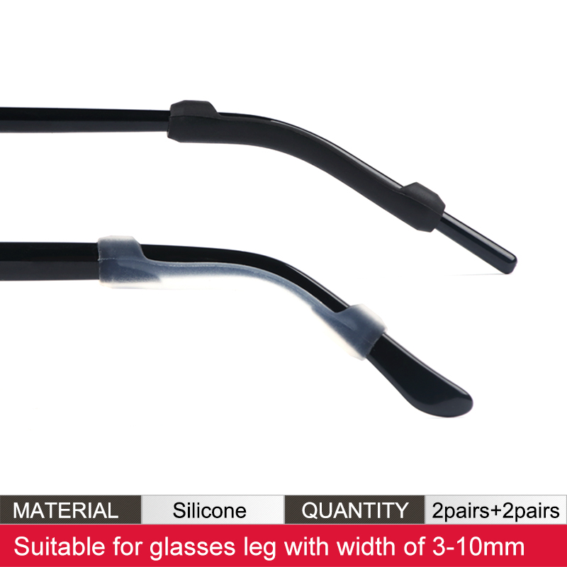 Soft Silicone Eyeglasses Temple Tips Sleeve Retainer,Anti-Slip Elastic Comfort Glasses Retainers For Spectacle Sunglasses: L-Black-2 L-White-2