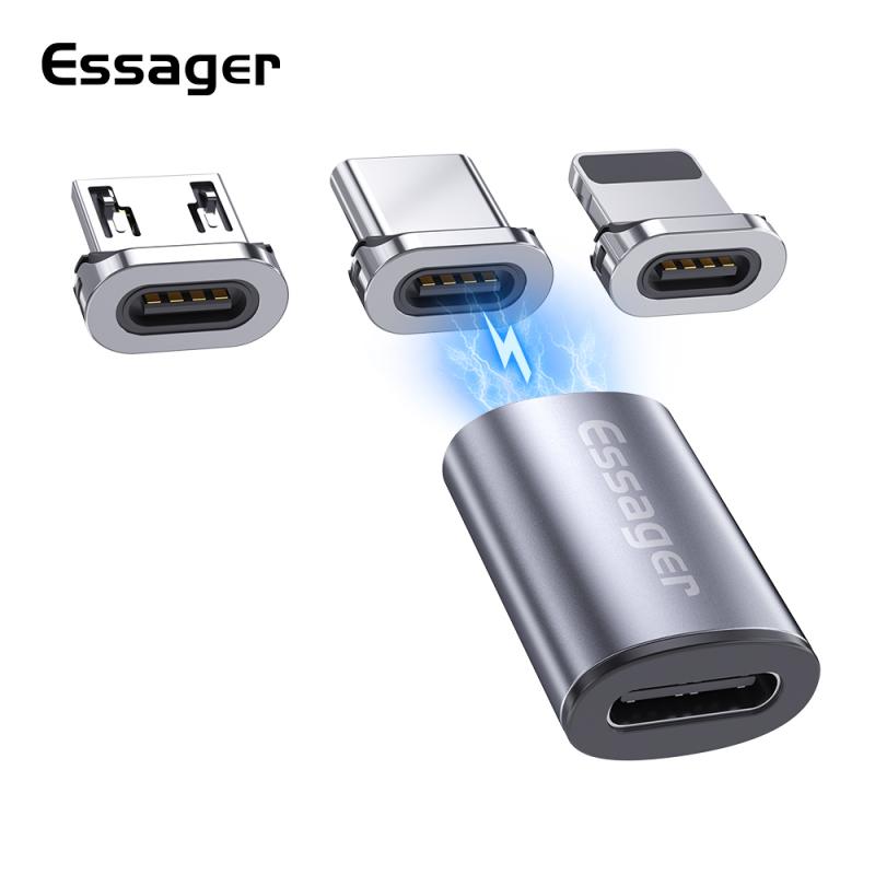 Essager Usb Type C Magnetische Adapter Voor Iphone Samsung Usb C Female Naar Micro Usb Male Magneet USB-C Type-C Converter TSLM1