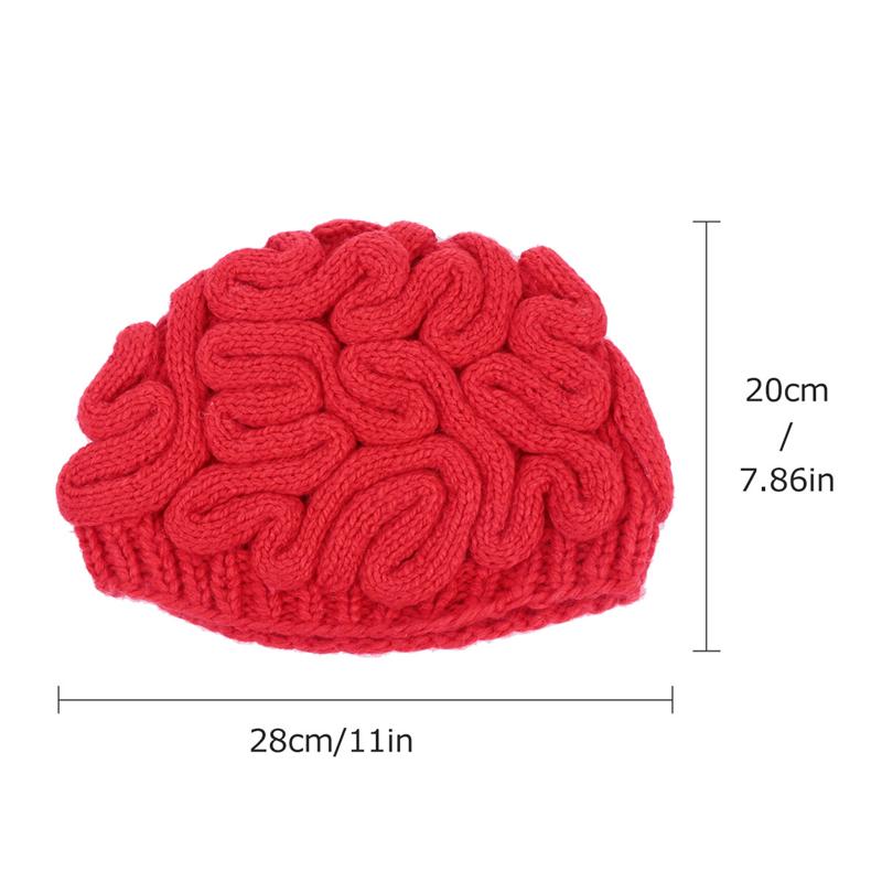 1pc Halloween Hat Spoof Horror Brain Shape Cap Hand-knit Prank Cap for Halloween